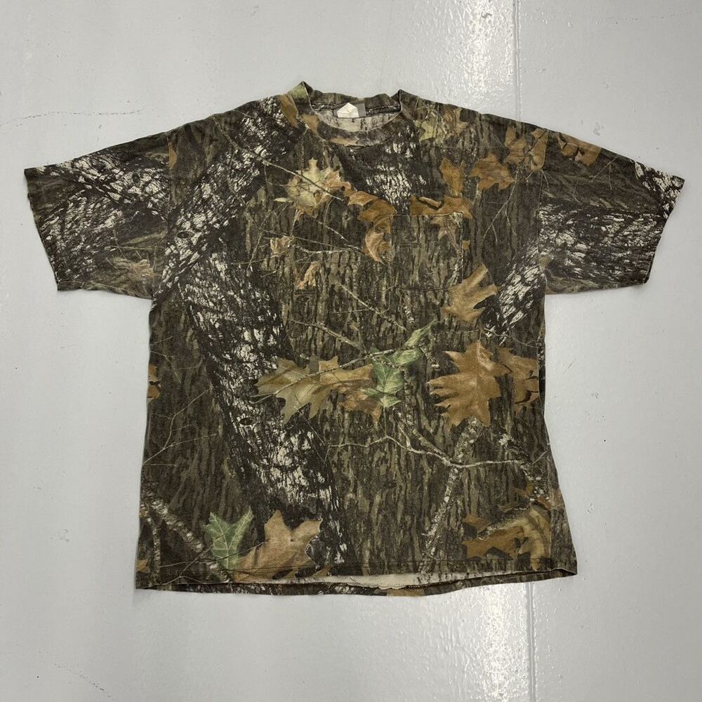 Vintage 90s Jerzees Outdoors Camo Boxy Blank Pocket T-Shirt